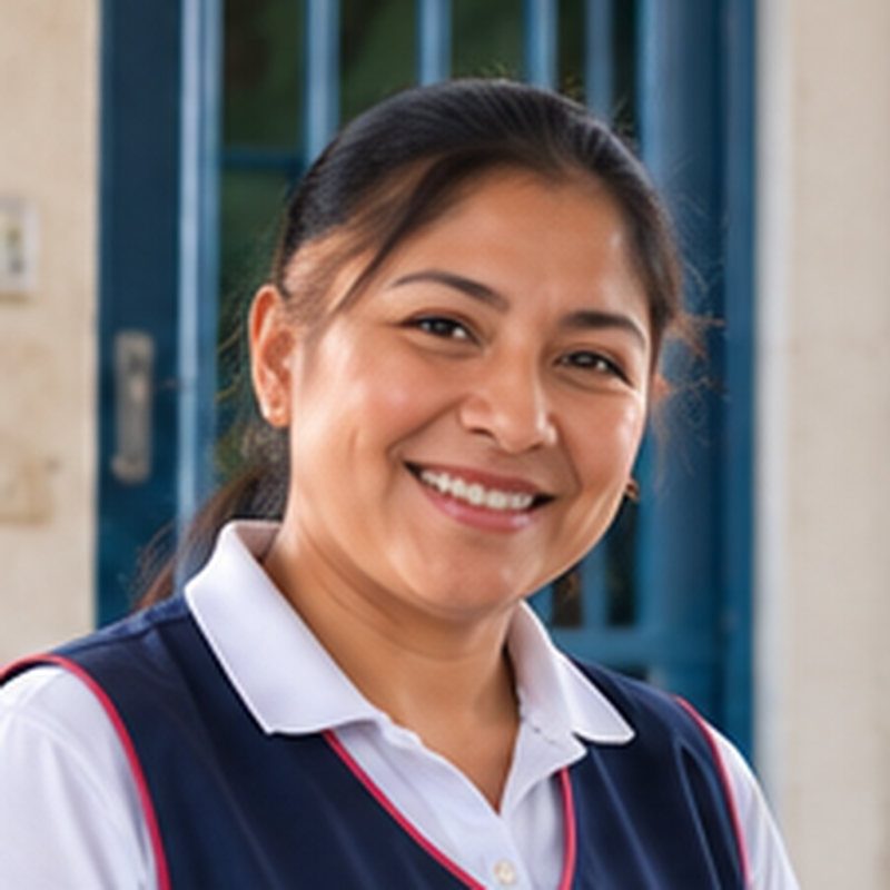 Auxiliar de educación sonriendo