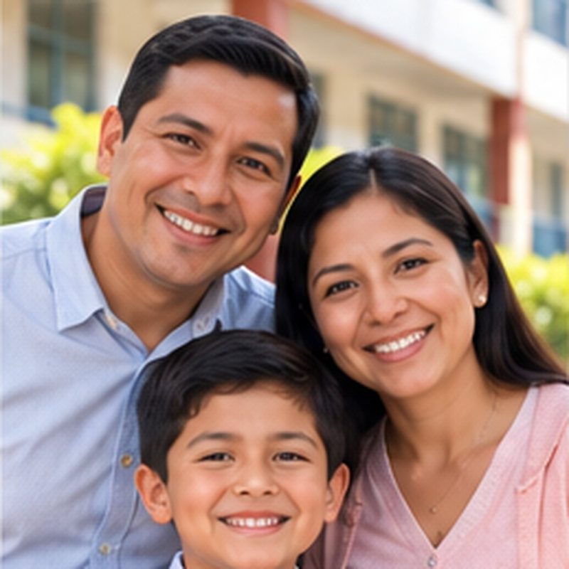 Familia sonriendo